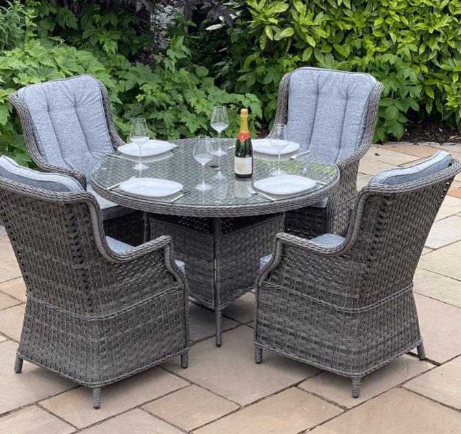 Amalfi High Back 4 Seat Grey Dining Set