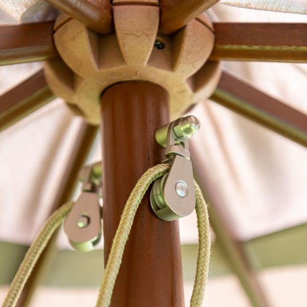 Hardwood Round Luxury Sun Parasol with Pulley 3.5m Dia - UPT35