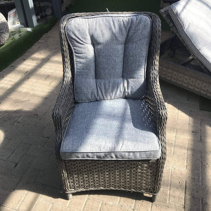 Mercer Garden Furniture Amalfi High Back 4 Seat Grey Rattan Outdoor Dining Set