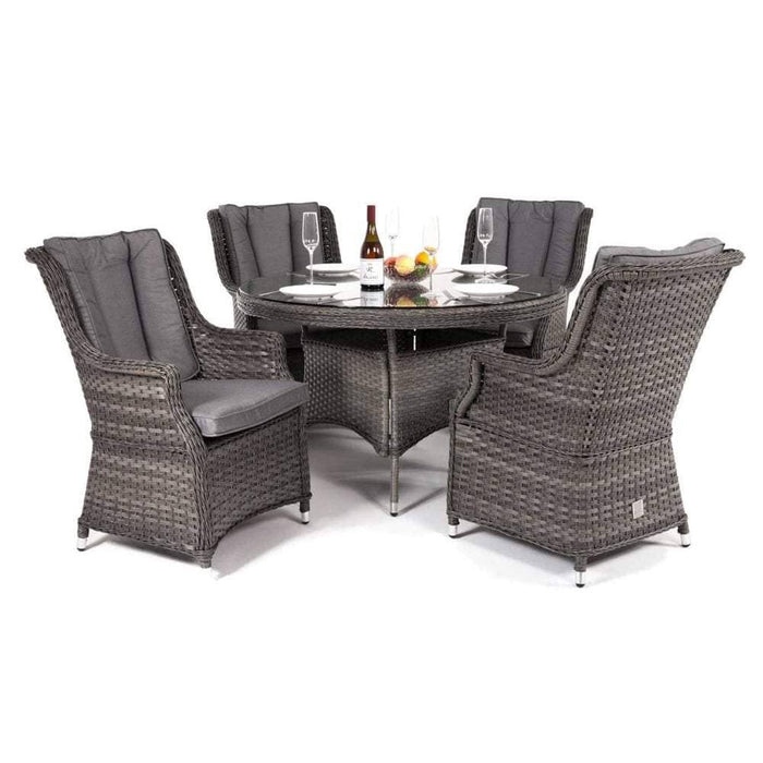 Mercer Garden Furniture Amalfi High Back 4 Seat Grey Rattan Outdoor Dining Set