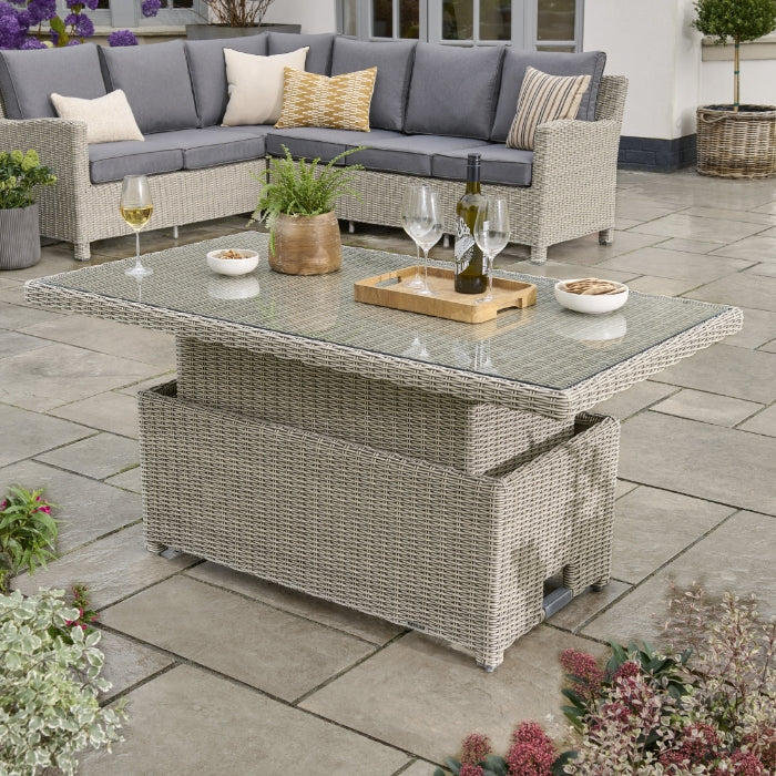 Kettler Palma Signature Corner Seating Right Sided in White Wash (choice of table)