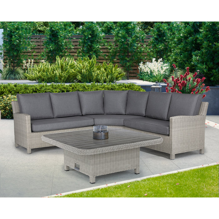 Kettler Palma Signature Grande Corner Set White Wash with Choice of Table