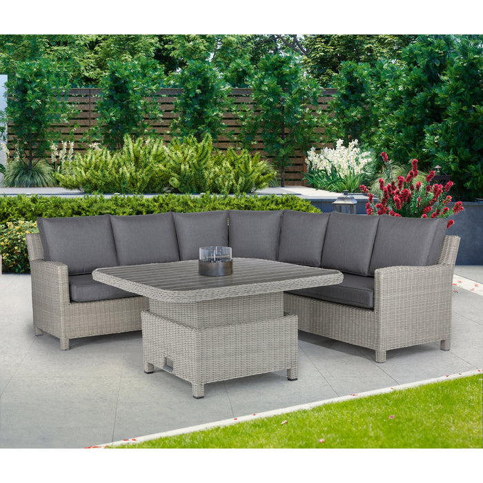 Kettler Palma Signature Grande Corner Set White Wash with Choice of Table