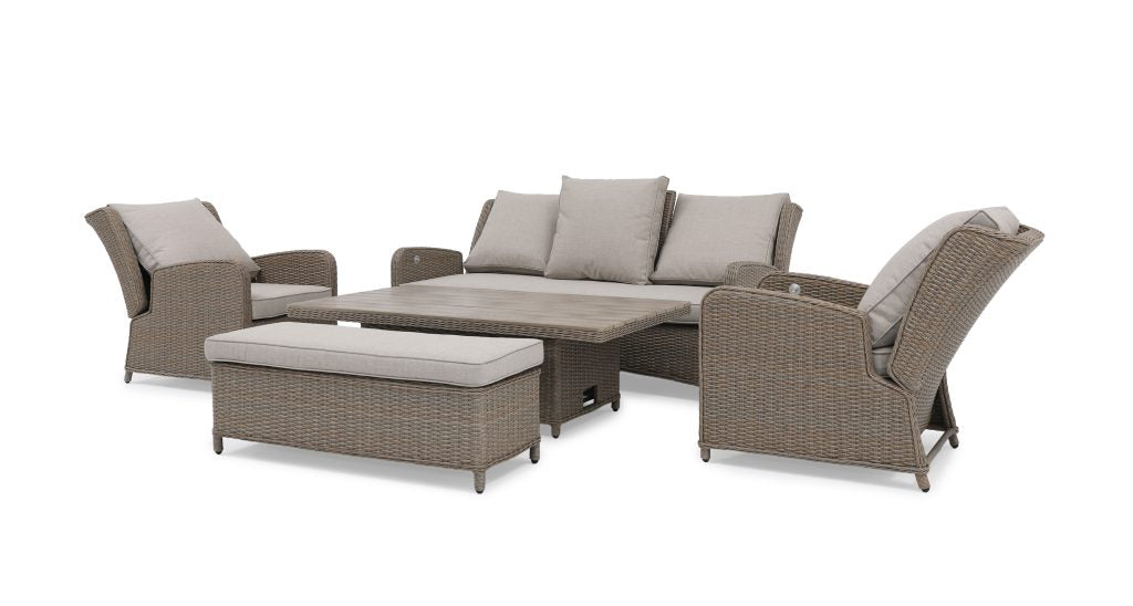 Kettler Derwent Reclining Sofa Set with Height Adjustable Table & Bench