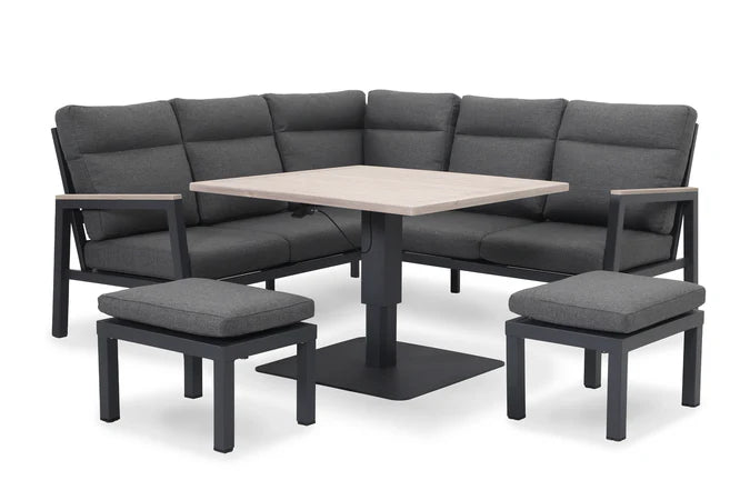 Kettler Tudor Mini Corner Set with 2 Footstools and Square High/Low Table
