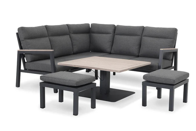 Kettler Tudor Mini Corner Set with 2 Footstools and Square High/Low Table