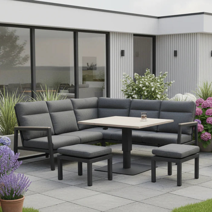Kettler Tudor Mini Corner Set with 2 Footstools and Square High/Low Table