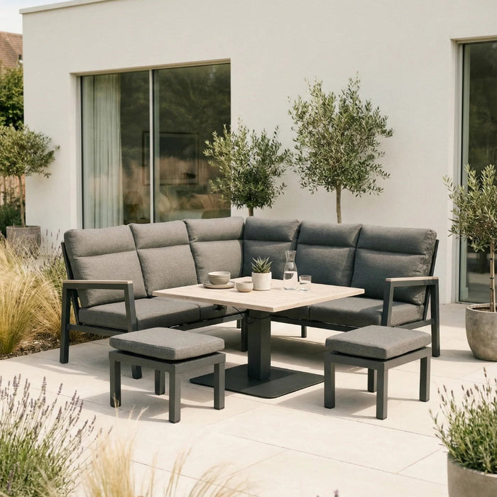 Kettler Tudor Mini Corner Set with 2 Footstools and Square High/Low Table