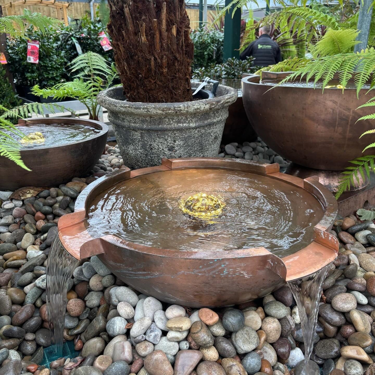 Oase Copper Bowl Water Feature Round 60 with 4 spillways
