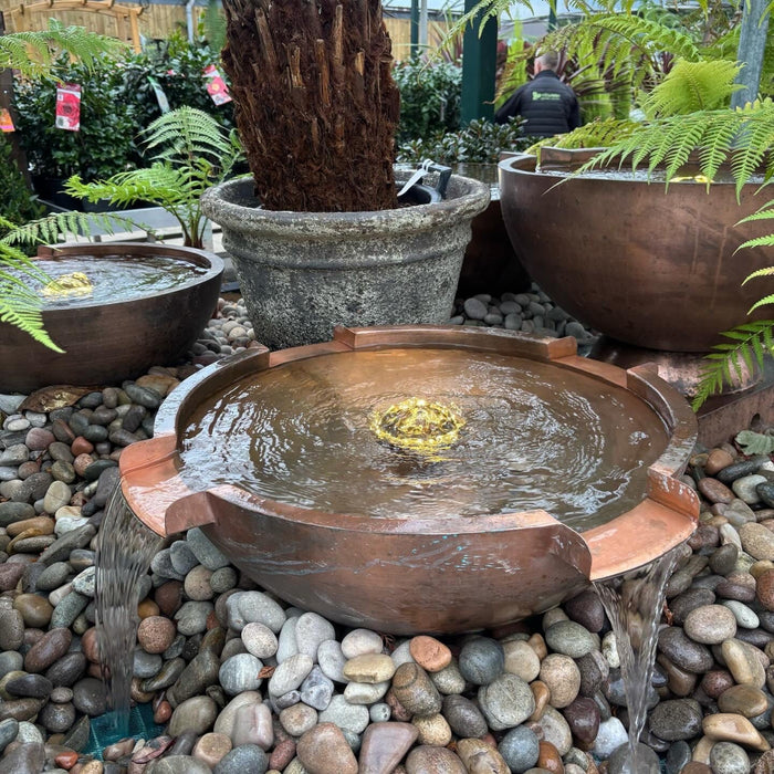 Oase Copper Bowl Water Feature Round 60 with 4 spillways