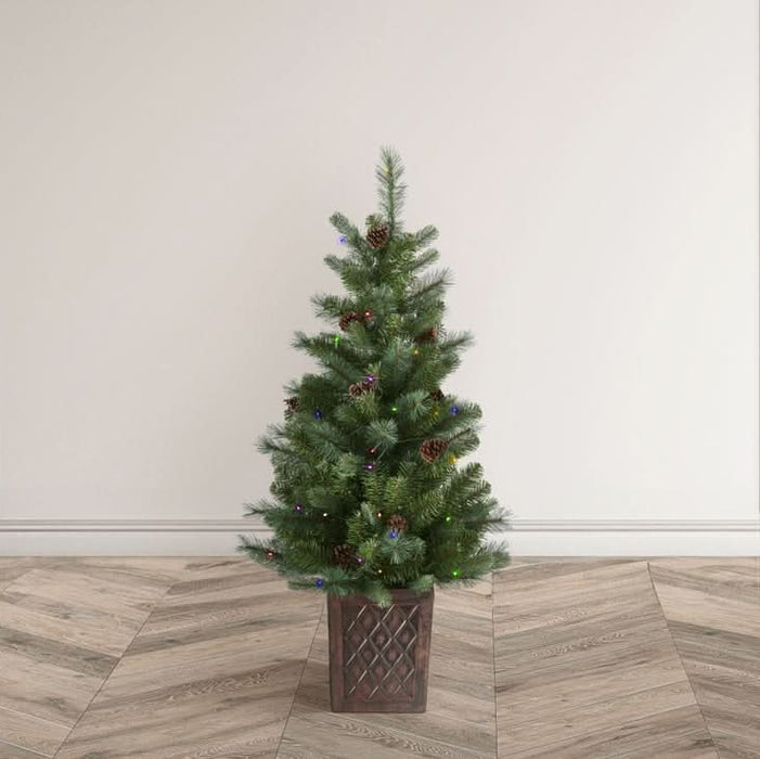 HAZELNUT PINE Porch Prelit Tree 4ft with 100 lights