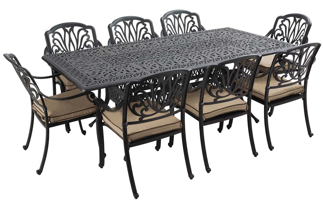 Hartman Amalfi 8 Seat Rectangle Dining Set with Parasol & Base