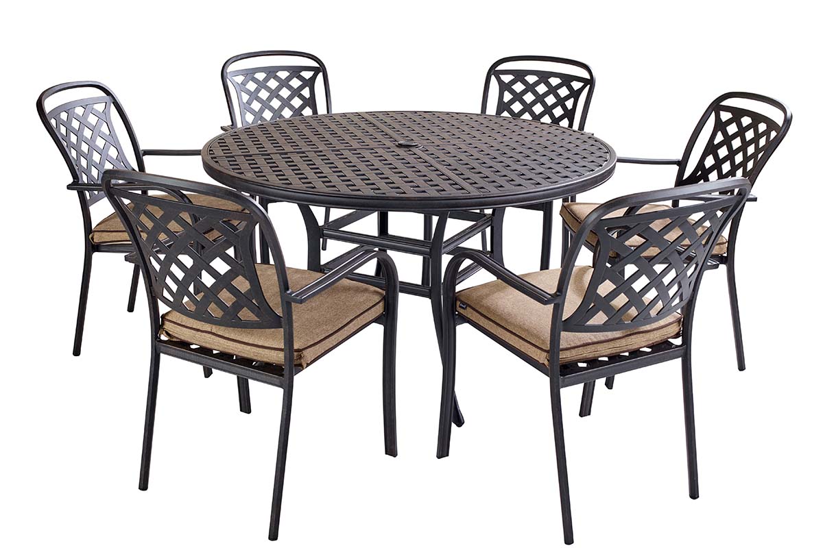 Hartman - Berkeley Round 6 Seat Dining Set in Bronze