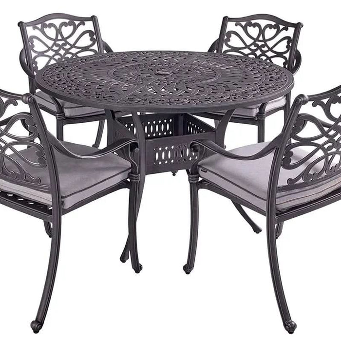 Hartman Capri 4 Seat Round Dining Set in Antique Grey with Parasol & Base