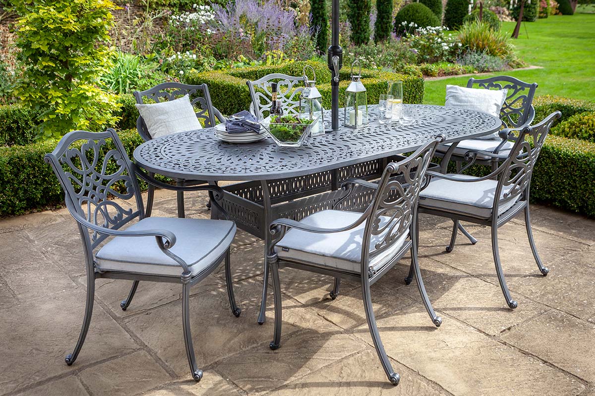 Hartman Capri Oval 6 Seat Dining Set in Antique Grey