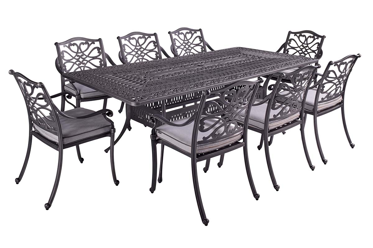 Hartman Capri 8 Seat Rectangular Dining Set in Antique Grey