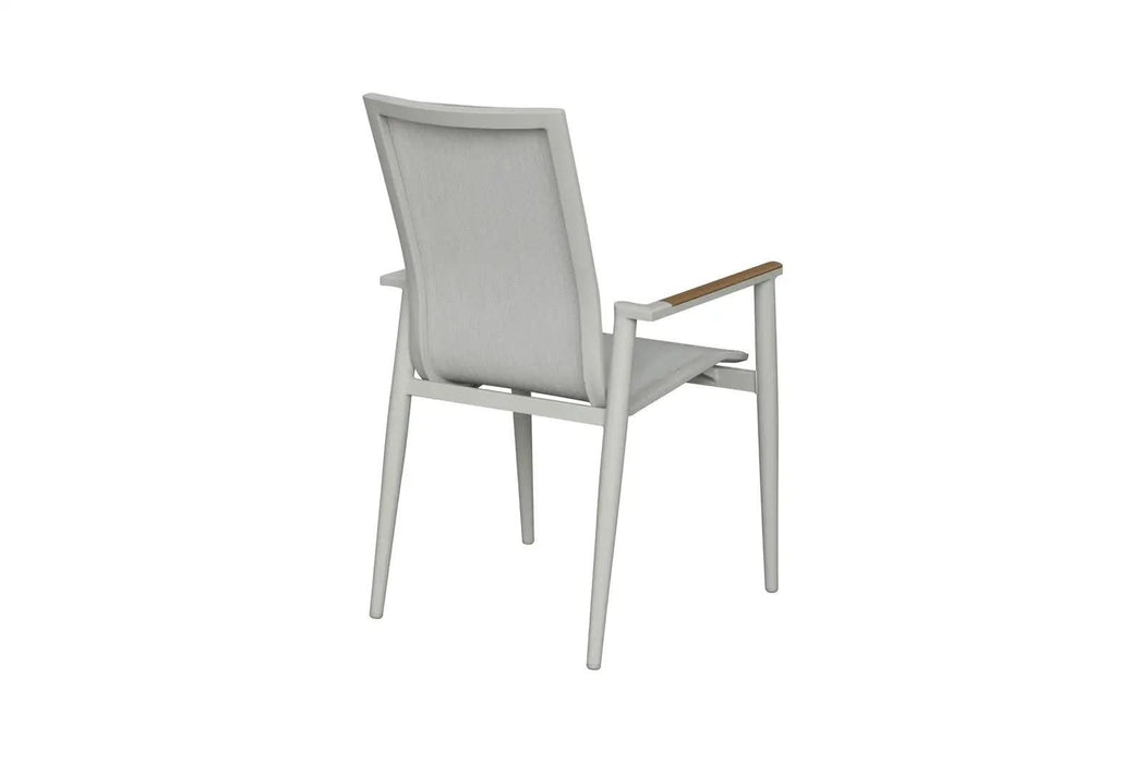 Bramblecrest Sofia Round Bistro Set in Grey Stacking Armchairs