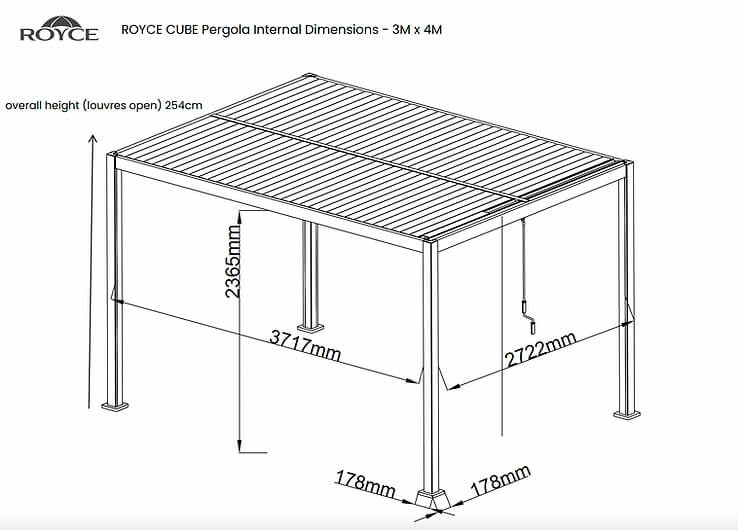Norfolk Leisure Royce Cube Beige 4m x 3m Aluminium Pergola with Solar LED
