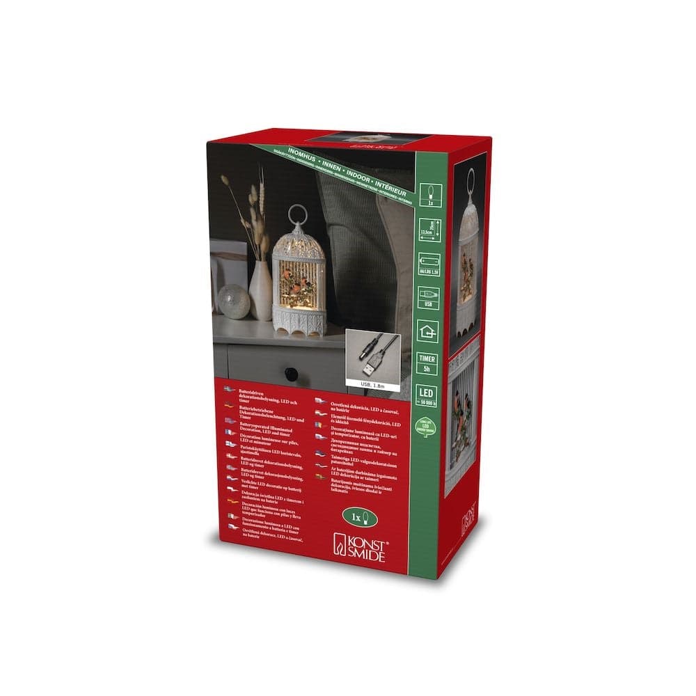 Bird Cage Bullfinches LED Water Lantern