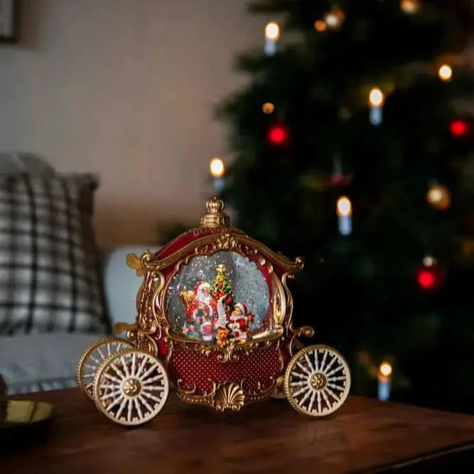 Konst Smide  Red Christmas Carriage Water Lantern With Santa
