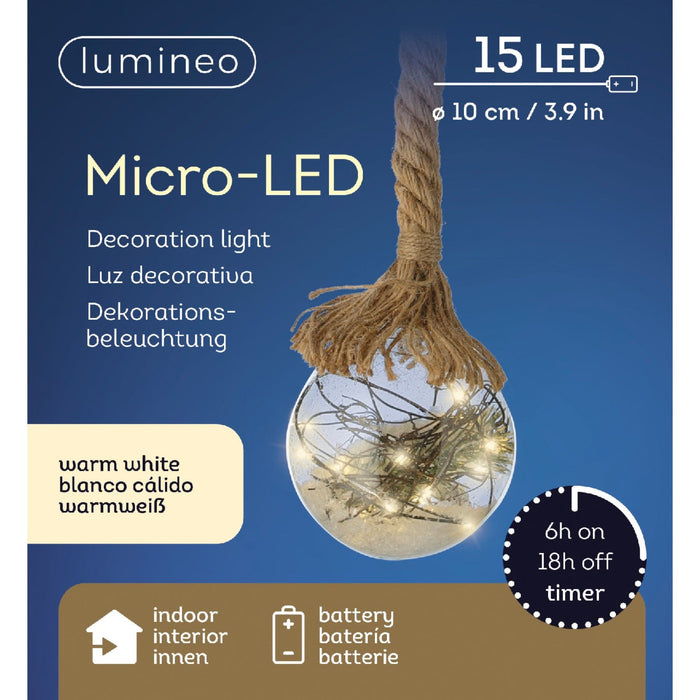 Lumineo Micro LED Snow Ball Pine Classic Warm Indoor (10cm Diameter) 15 Lights