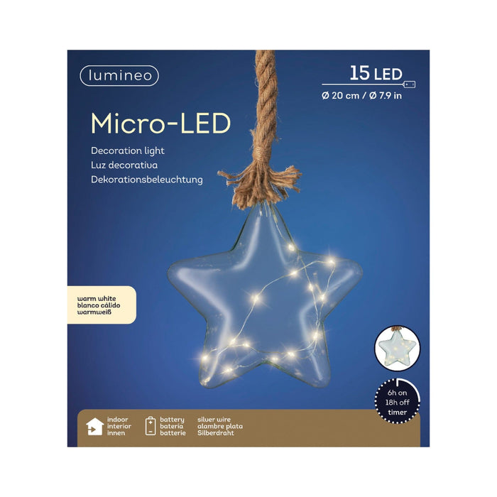 Micro LED Star Height 20cm Blue, Warm White 15 Lights