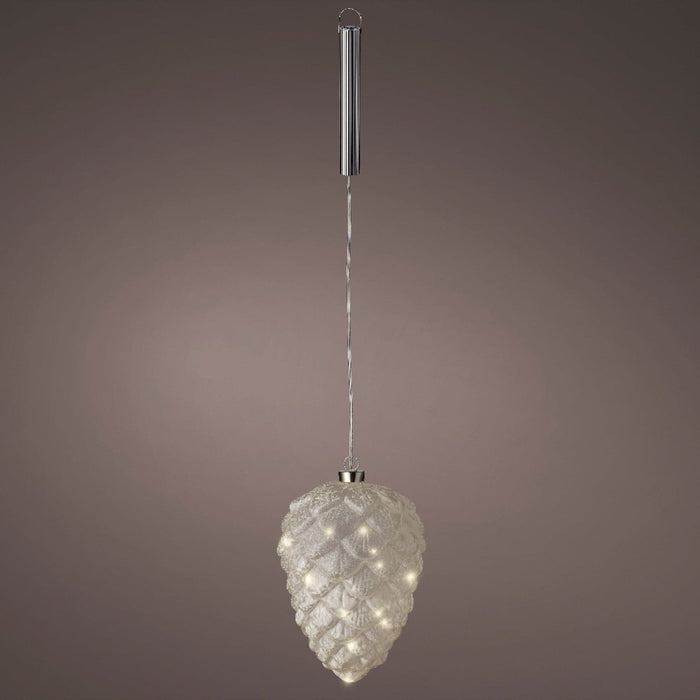 Micro LED Pinecone  Frost, Warm White 15 Lights