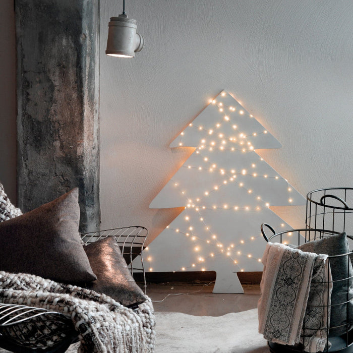 Micro LED String Lights 8 Function Twinkle Effect  Silver, Warm White 120 Lights