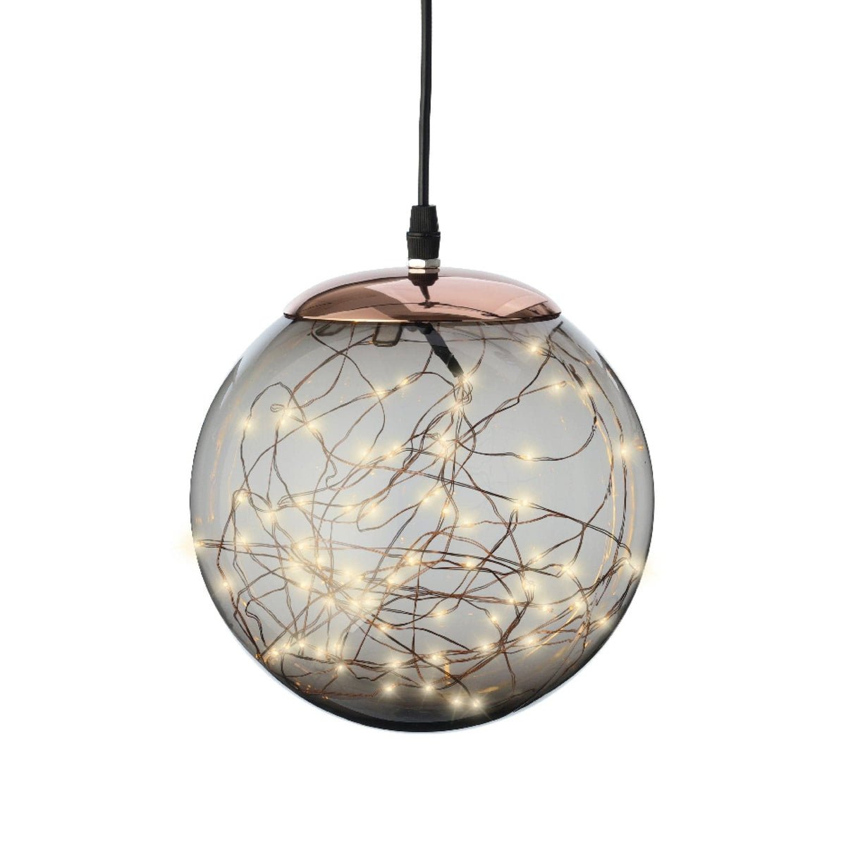 Micro LED Ball Plastic Hanging Diameter 20cm Smokey, Classic Warm 80 Lights
