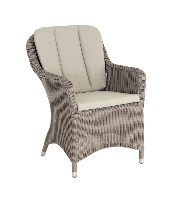 Alexander Rose Hazelmere Grey Weave 4 Seater Round Dining Set with Pistachio Cushions