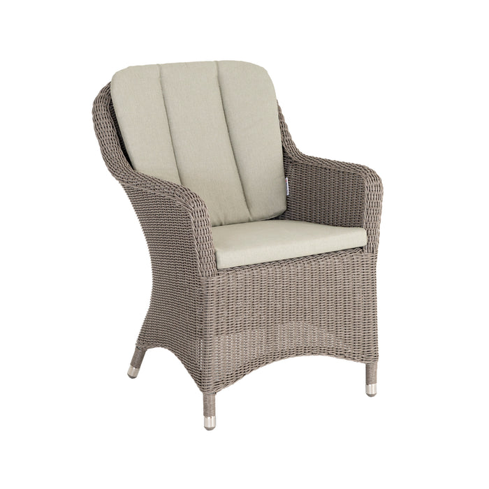 Alexander Rose Hazelmere Natural Weave 6 Seater Round Dining Set with Pistachio Cushions