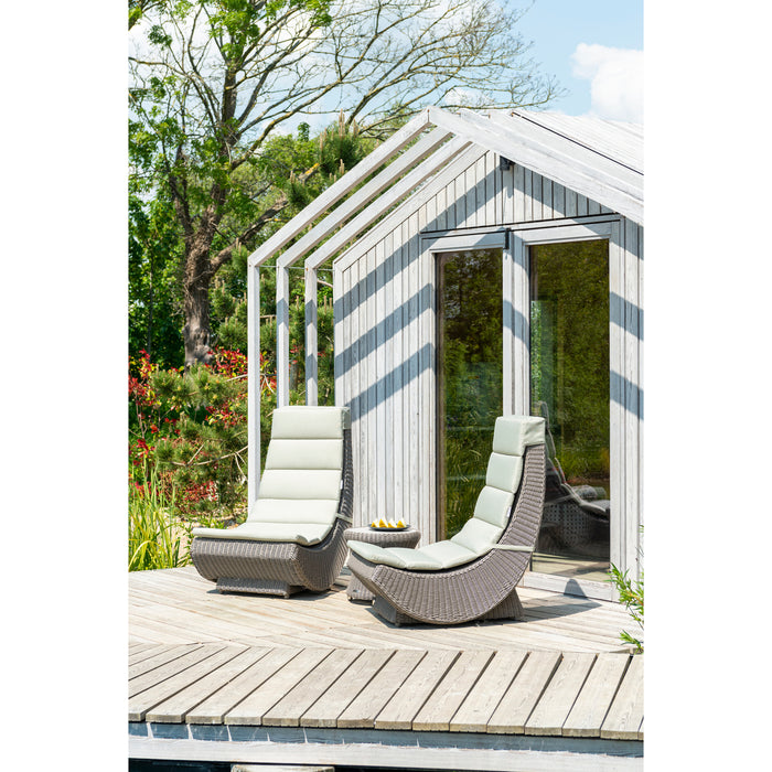 Alexander Rose Hazelmere Grey Weave Lounge Lazy Chairs Pistachio Cushions with Side Table