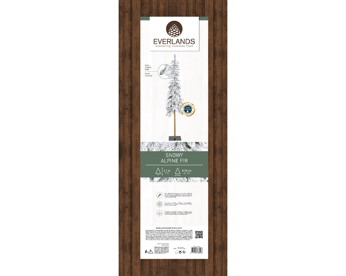 Everlands Snowy Alpine Slim Christmas Tree 210cm (7ft)