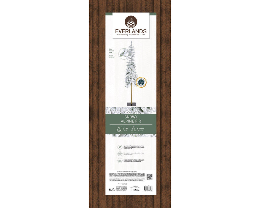Everlands Snowy Alpine Slim Christmas Tree 210cm (7ft)