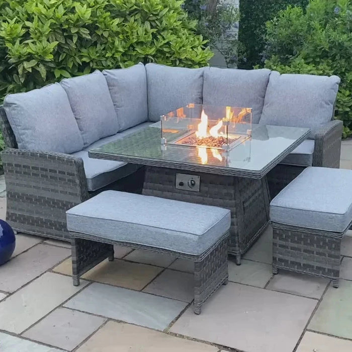 Mercer Amalfi Casual Dining Dark Grey Firepit Set