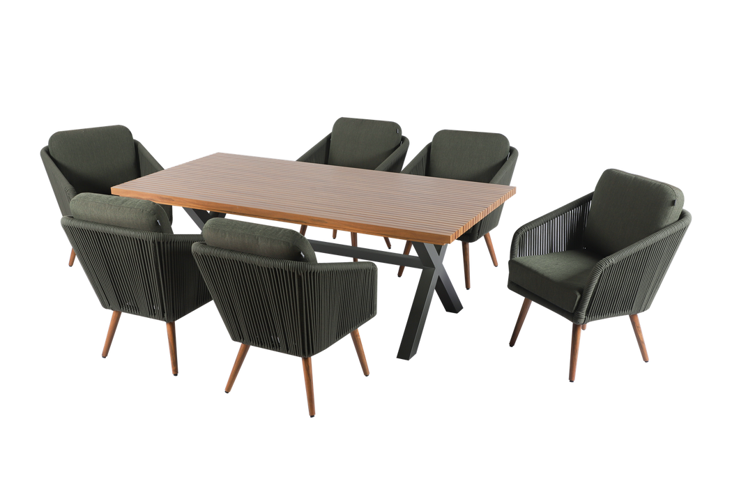 Hartman Eden 6 Seater Dining Set In Juniper Green 