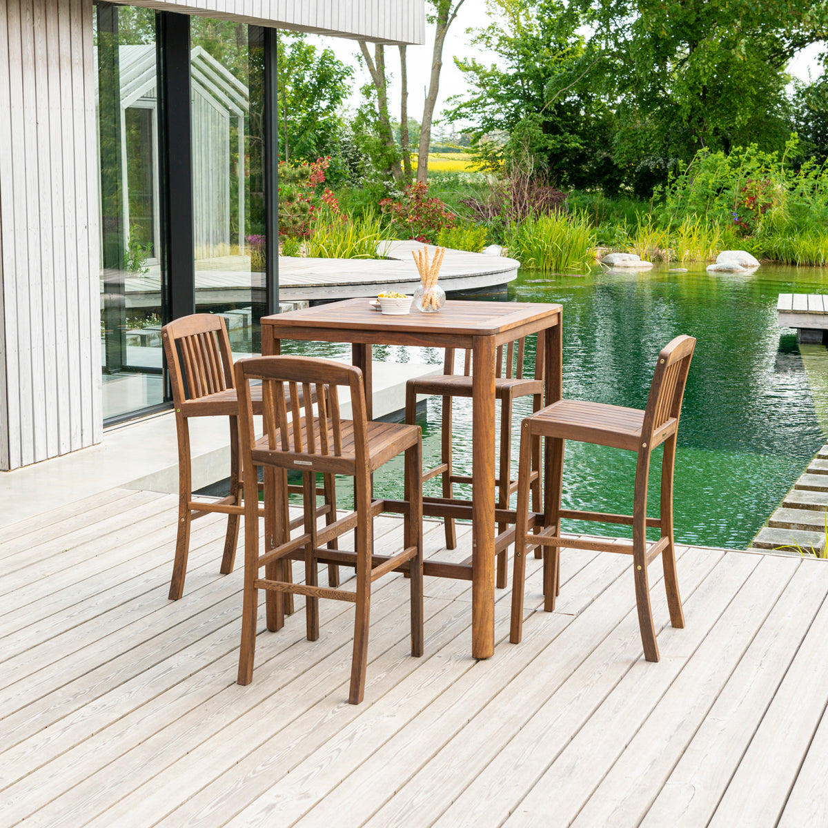 Alexander Rose Bolney Square Garden Bar Table and 4 Stool Set