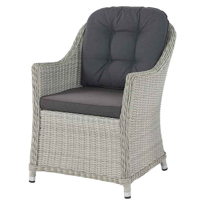 Bramblecrest Monterey Dove Grey Rattan 4 Seat Round Dining Set, Parasol & Base