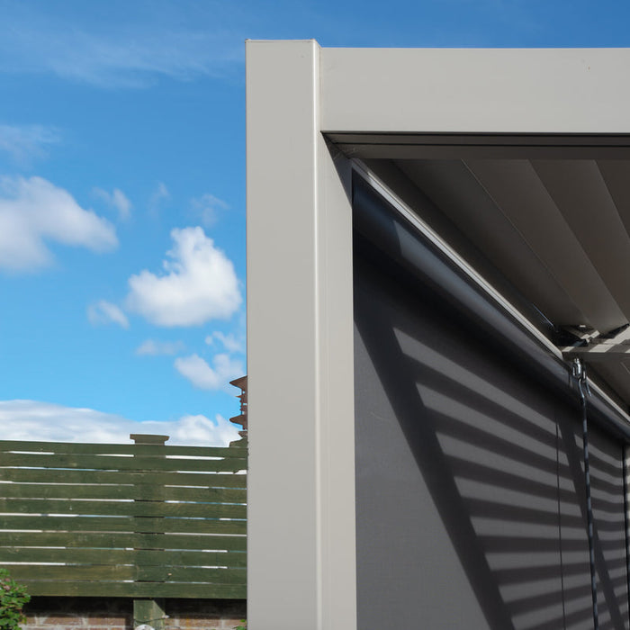 Norfolk Leisure Royce Cube Beige 4m x 3m Aluminium Pergola with Solar LED
