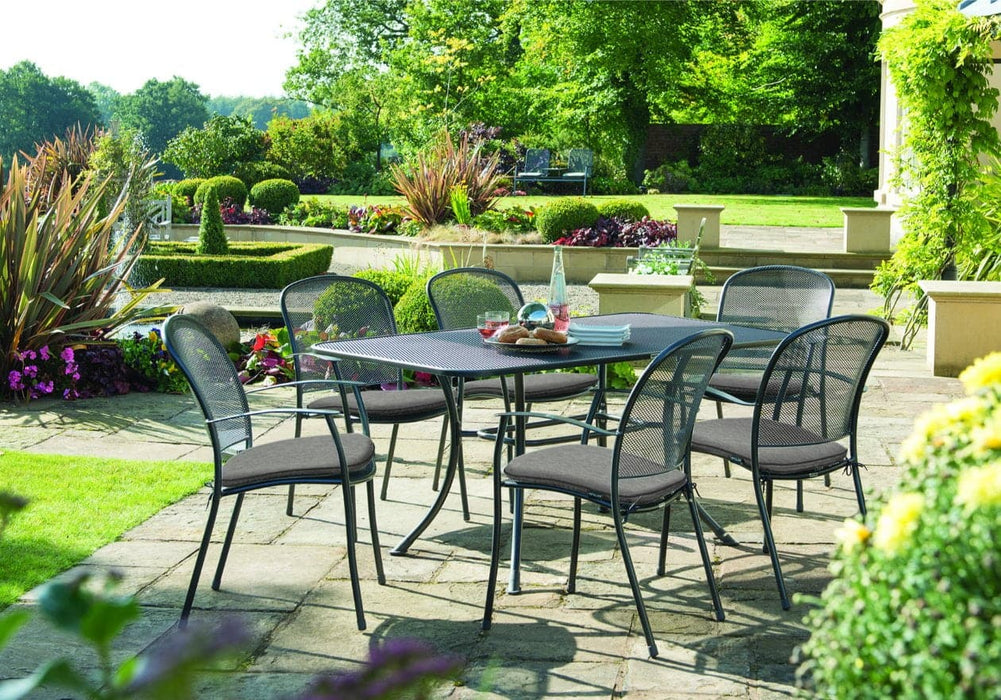 Kettler Caredo 6 Seat Complete Rectangle Dining Set inc Parasol & Cushions