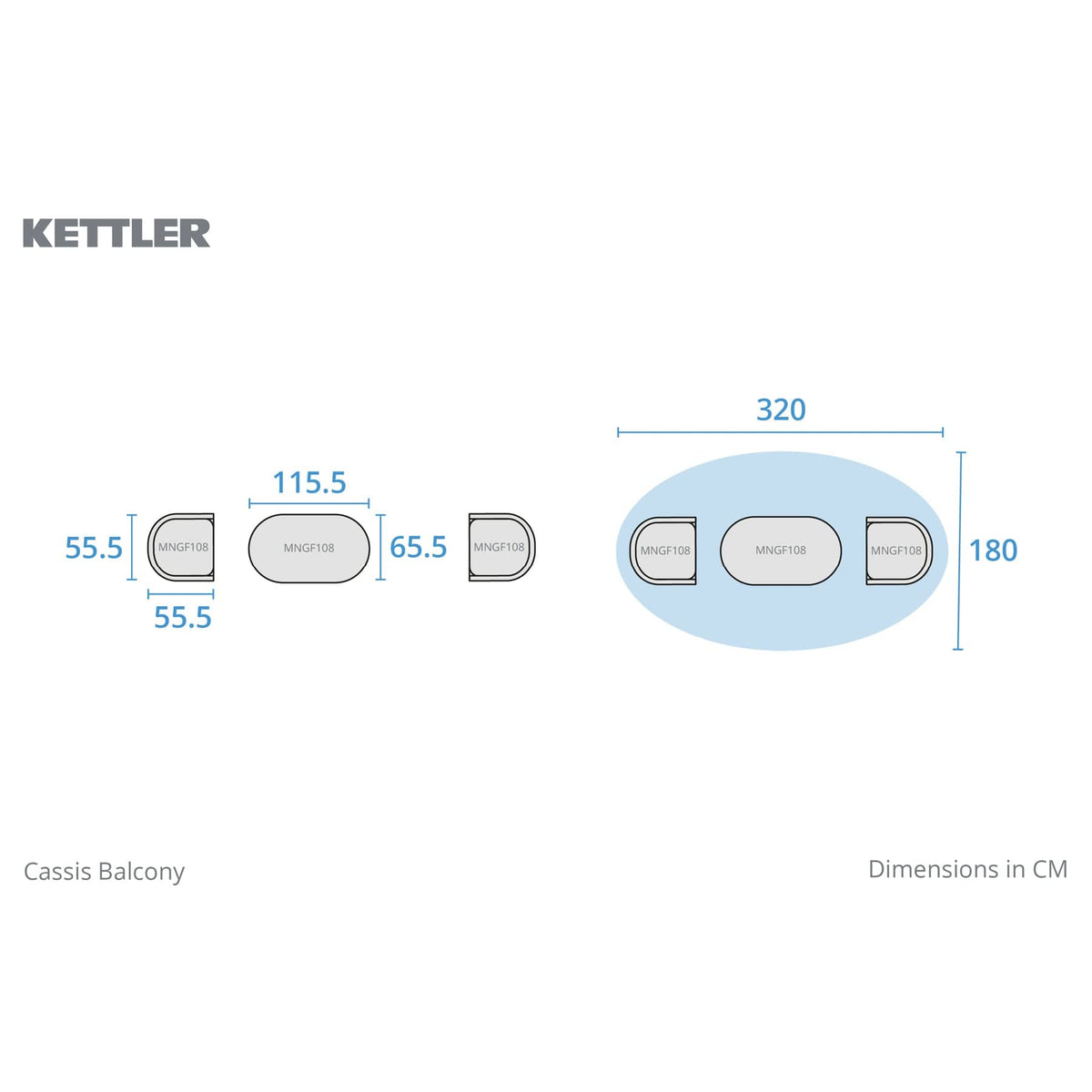 Kettler Menos Cassis Balcony Bistro Set