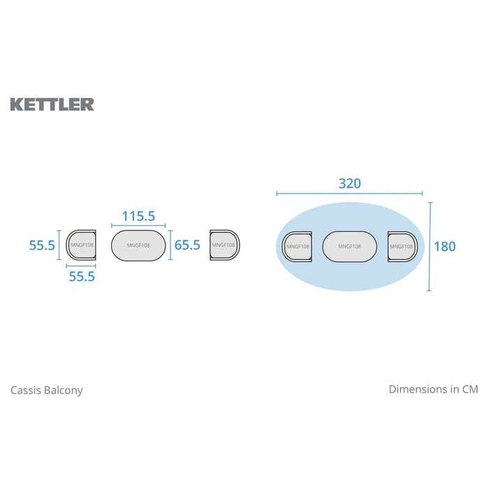 Kettler Menos Cassis Balcony Bistro Set