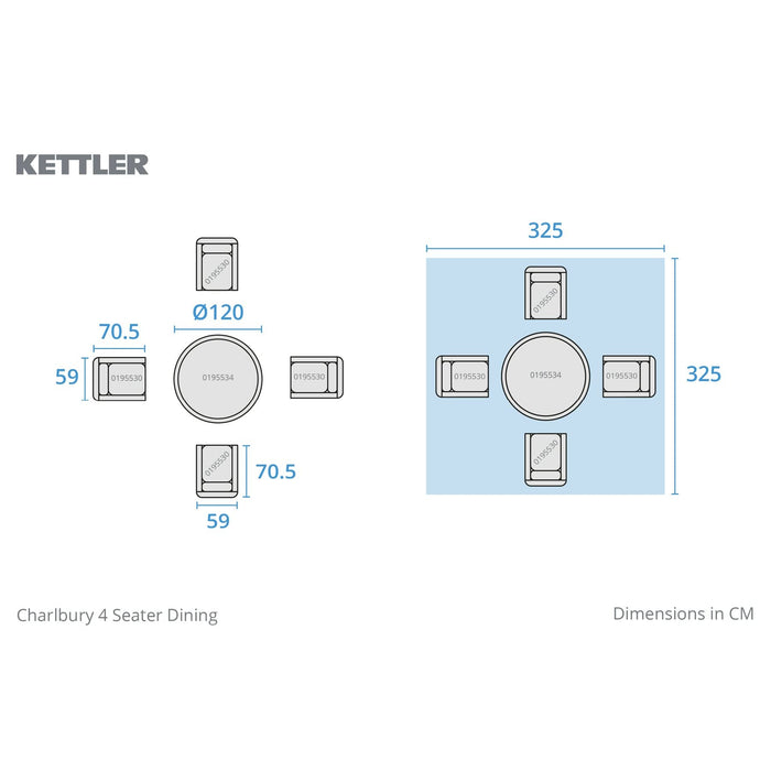 Kettler Charlbury Signature Dining 4 Seater Round Set