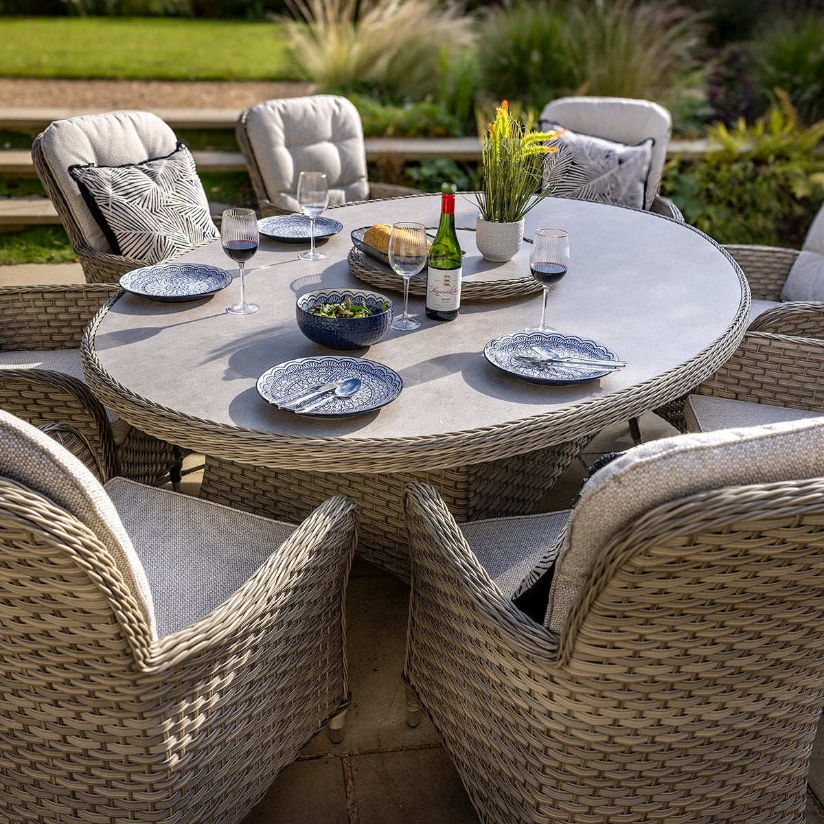 Hartman Eton 8 Seat Oval Elliptical Dining Set in Beech