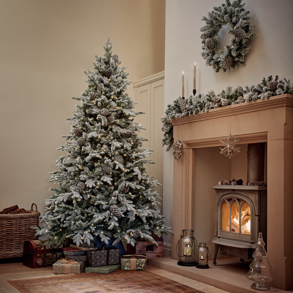 Bosk Frosted Winterfold Fir Christmas Tree 7.5ft (Prelit & Unlit options)