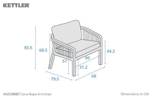 Kettler Cora Rope Lounge Armchair With Cushion (sold as a pair)