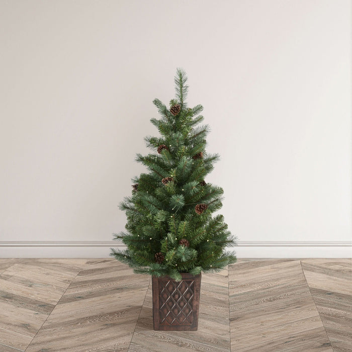 HAZELNUT PINE Porch Prelit Tree 4ft with 100 lights