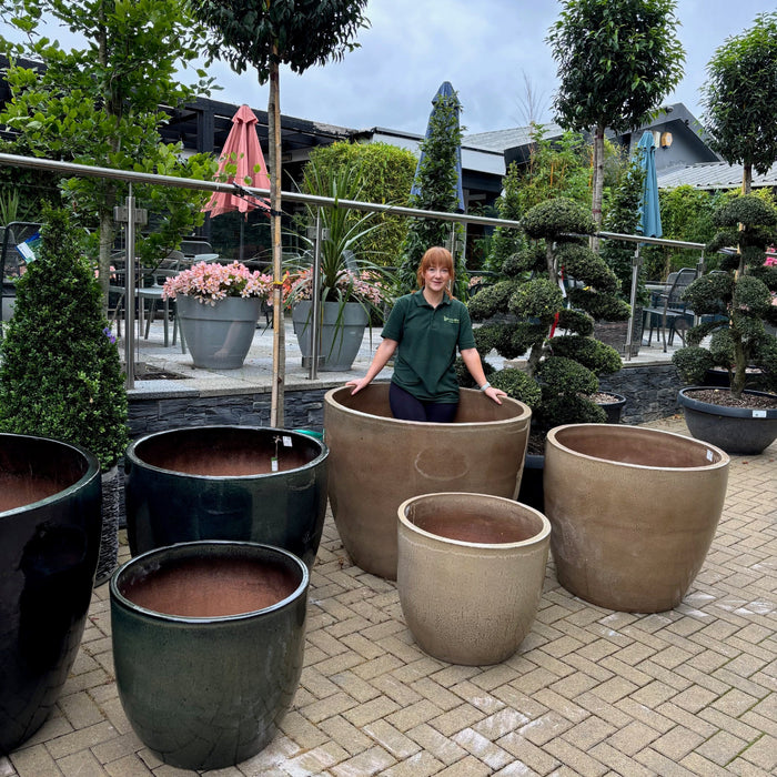Glazed Garden Planters L, XL and XXL (Deep Green, Mocha & Black. Mid Ulster Northern Ireland Glazed Pots