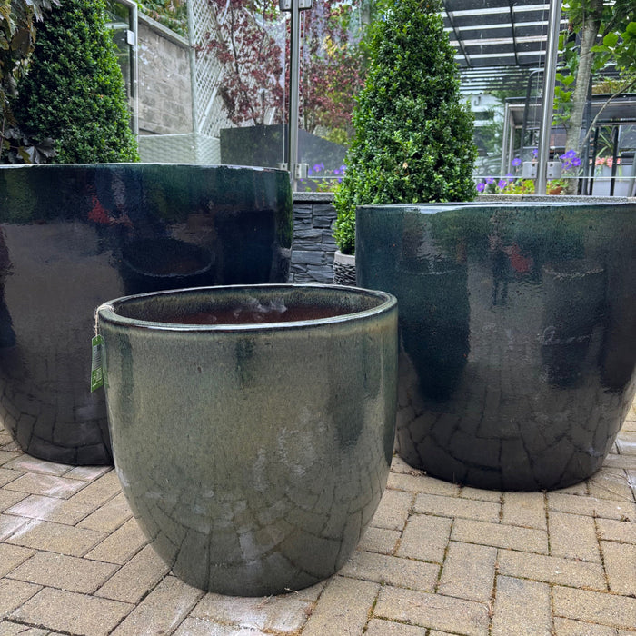 Glazed Garden Planters L, XL and XXL (Deep Green, Mocha & Black. Mid Ulster Northern Ireland Glazed Pots