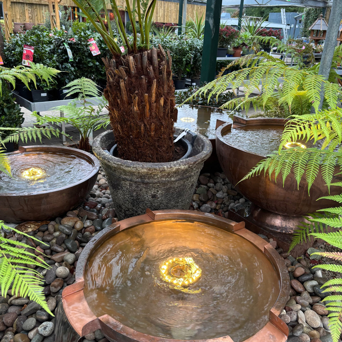 Oase Copper Bowl Water Feature Round 60 with 4 spillways